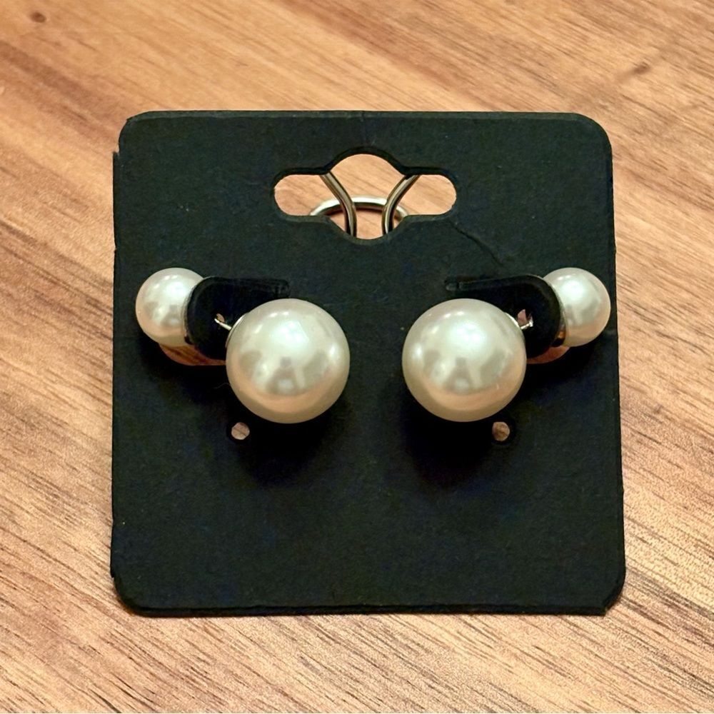 Faux Pearl Front Back Earrings